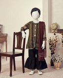 Kids Olive & Maroon Striped Flapper Suit - view 1