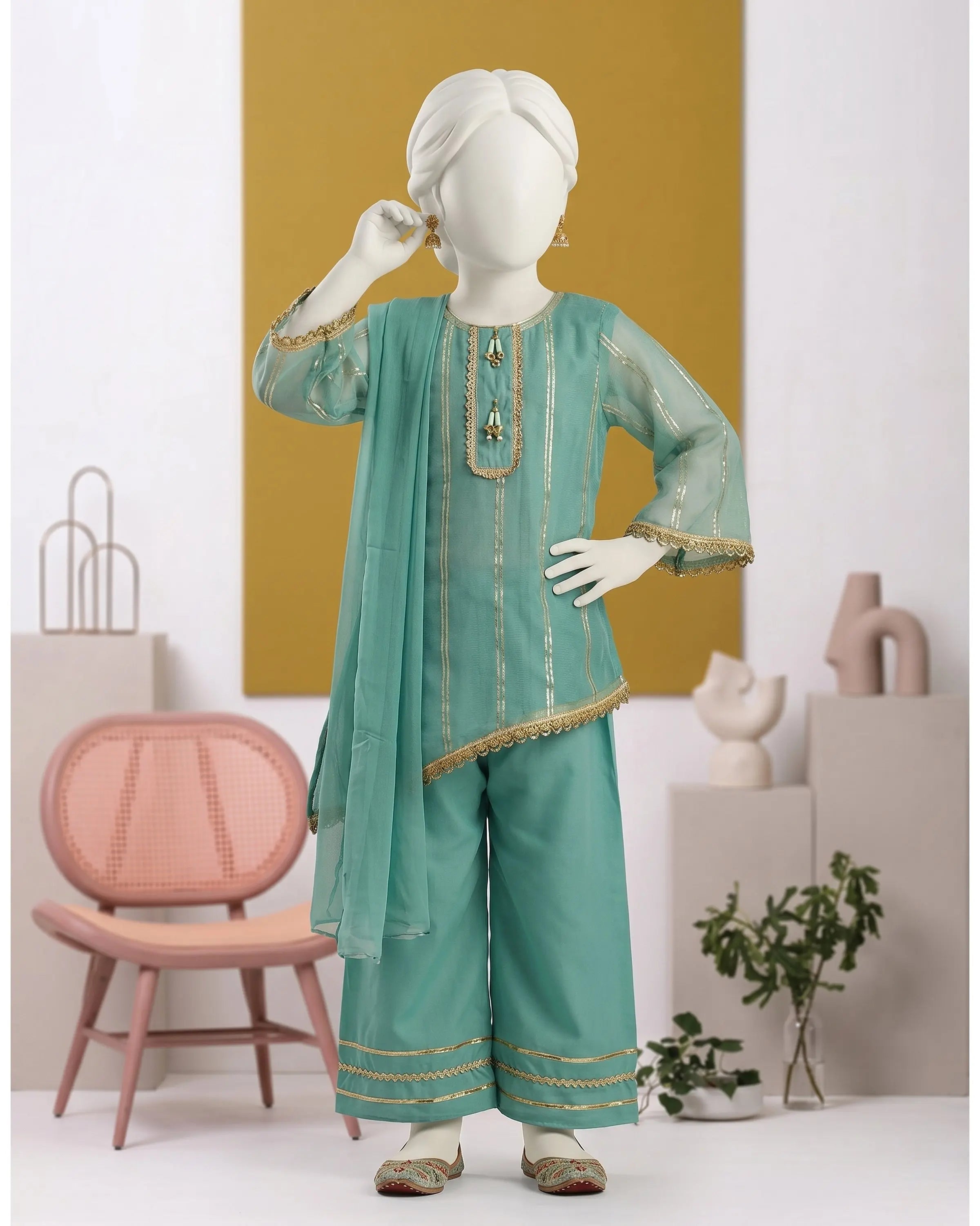 Kids Teal Green Cross Flapper Suit - view 1