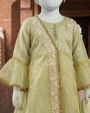 Kids Mint Green Embroidered Angrakha Suit - view 2