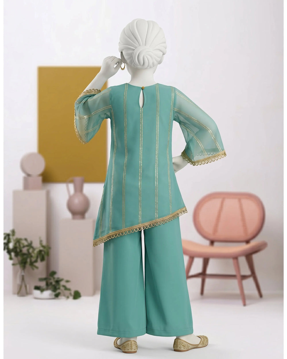 Kids Teal Green Cross Flapper Suit - view 3