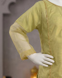 Kids Sage Green Embroidered 3-Piece Kurti Suit - view 3