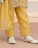 Kids Soft Yellow Open Shirt Embroidered Suit - view 3