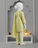 Kids Sage Green Embroidered 3-Piece Kurti Suit - view 4