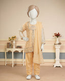 Kids Peach Open Shirt Embroidered Suit - view 1