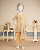Kids Peach Open Shirt Embroidered Suit - view 1