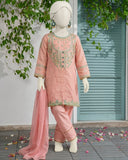 Kids Light Pink Embroidered 3-Piece Lawn Suit - view 1