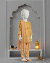 Kids Peach Embroidered 3-Piece Kurti Suit - view 1