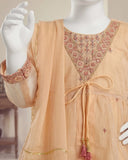 Kids Peach Embroidered Gharara Suit - view 2