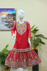 Traditional Red Balochi Embroidered Lehenga Suit