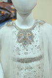 Crystal Shimmer White Designer Frock with Trousers