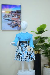 Trendy Blue & White Frock for Little Princess 👑