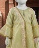 Kids Mint Green Embroidered Angrakha Suit - view 2