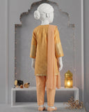 Kids Peach Embroidered 3-Piece Kurti Suit - view 2