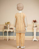 Kids Peach Open Shirt Embroidered Suit - view 3