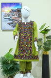 Kids 2-piece Embroidrerd Balochi Suit Olive Green