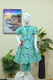 Butterfly Printed Green Frock with Matching Tights