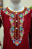 Mahroon Floral Embroidered Kurti & Pleated Sharara