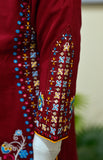 Mahroon Floral Embroidered Kurti & Pleated Sharara