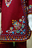 Mahroon Floral Embroidered Kurti & Pleated Sharara