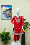 Premium Red Embroidered Kids Ethnic Suit – 2-Piece Fancy Wear