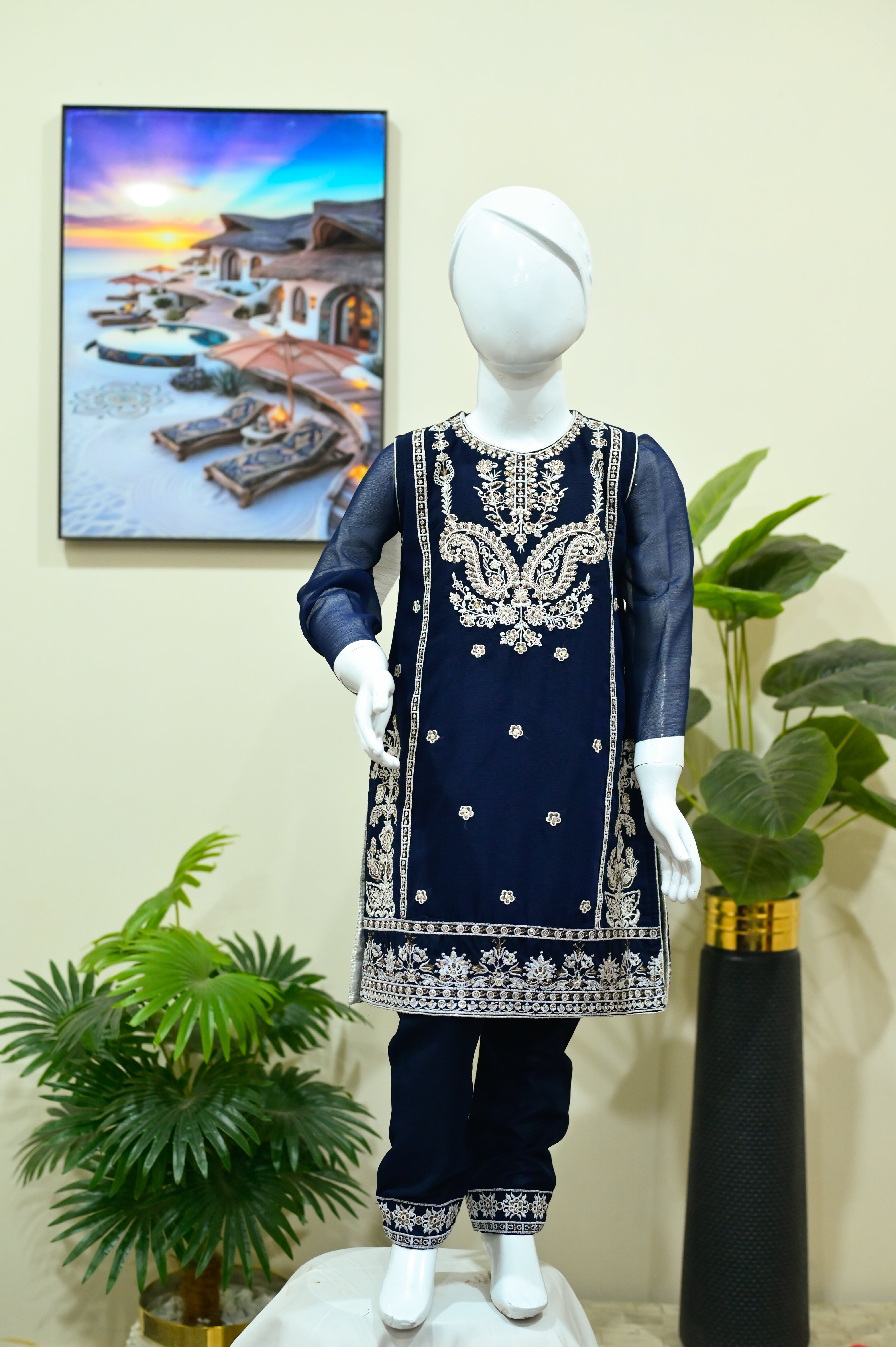 Premium Red Embroidered Kids Ethnic Suit – 2-Piece Fancy Wear
