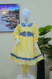 Peach & Denim Blue Embellished Frock Suit for Kids