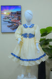 Peach & Denim Blue Embellished Frock Suit for Kids