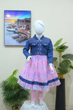 Girls 3-piece  Denim Jacket & Pink Dress Set