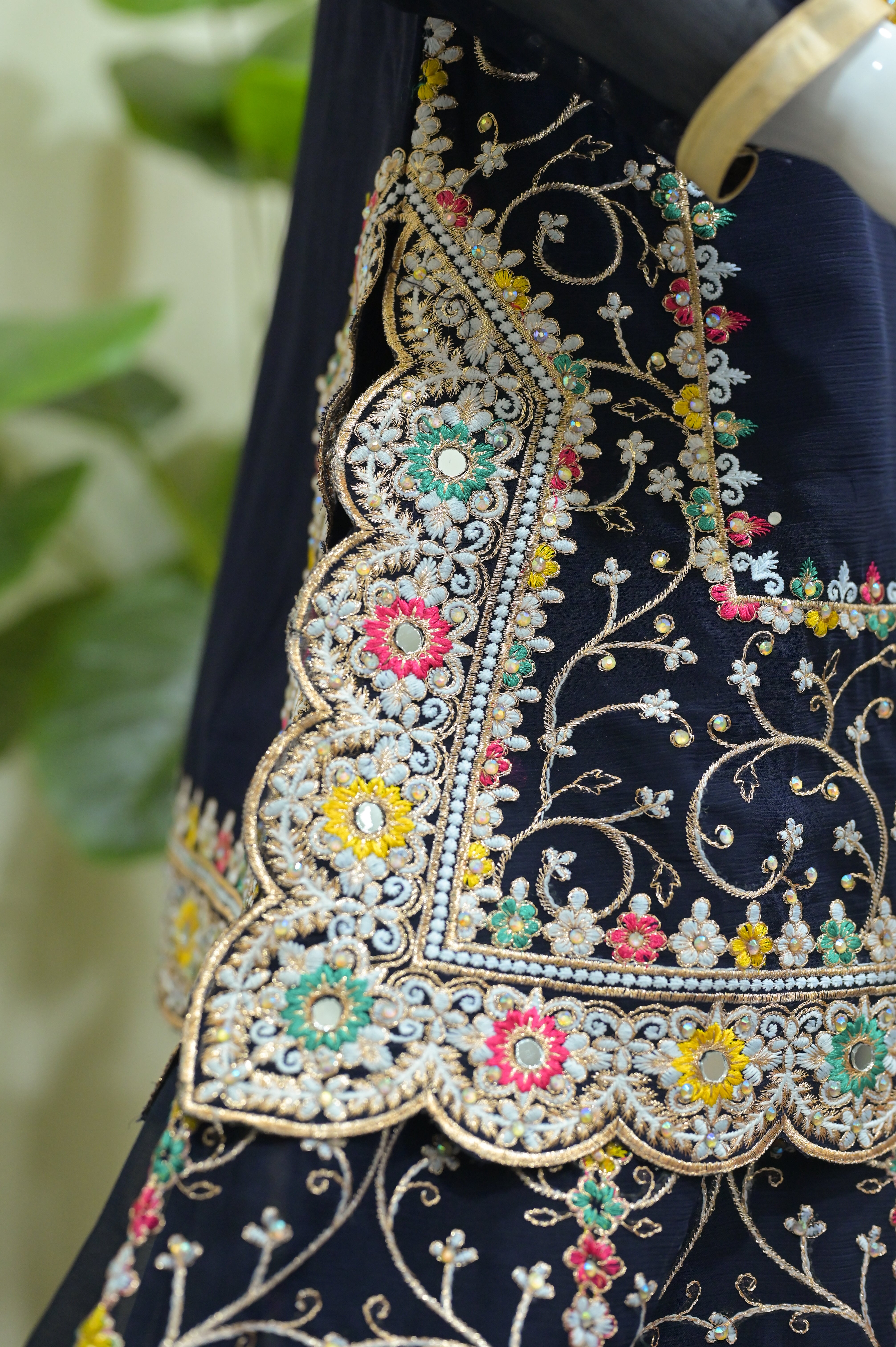 Royal Navy Blue Mirror Work Sharara Set for Little Girls