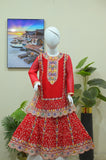 Royal Navy Blue Mirror Work Sharara Set for Little Girls